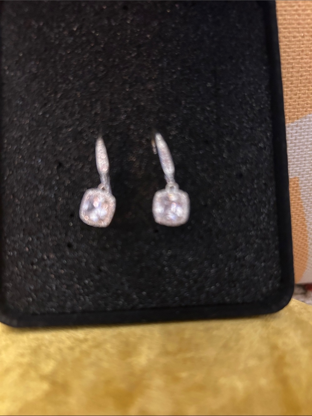Silver Dangle Earrings with Clear Stone Drops